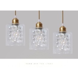 Suspension rustique en laiton pur de style nordique avec abat-jour en verre