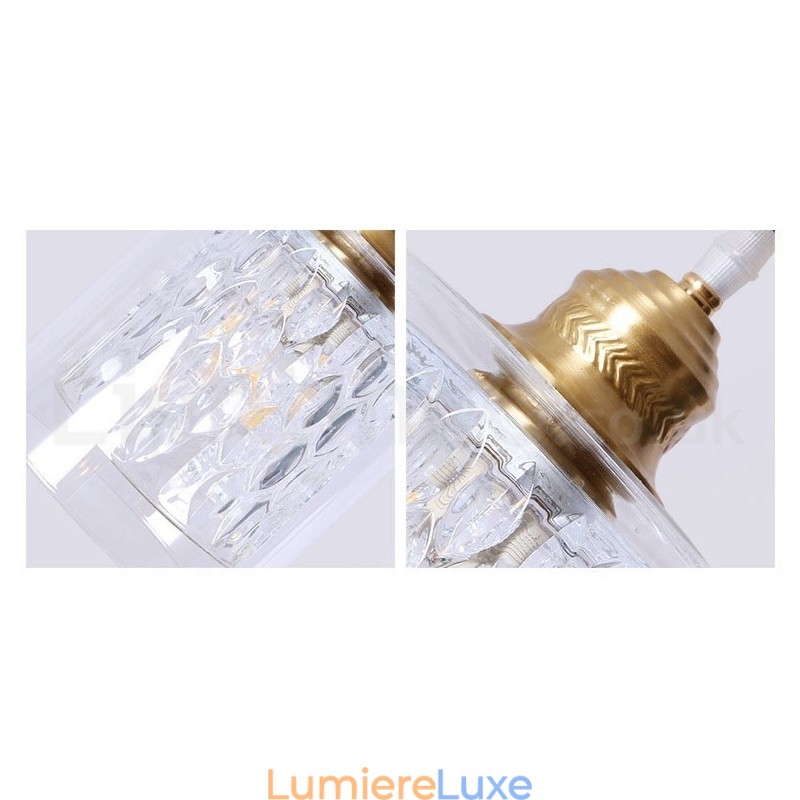 Suspension rustique en laiton pur de style nordique avec abat-jour en verre