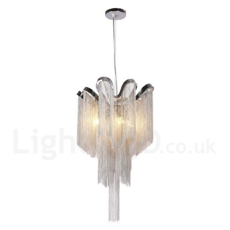 Lustre design à pampilles en aluminium, couleur argent Lustre design à pampilles en aluminium, couleur argent