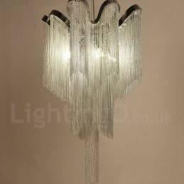 Lustre design à pampilles en aluminium, couleur argent