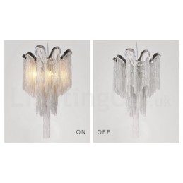 Lustre design à pampilles en aluminium, couleur argent
