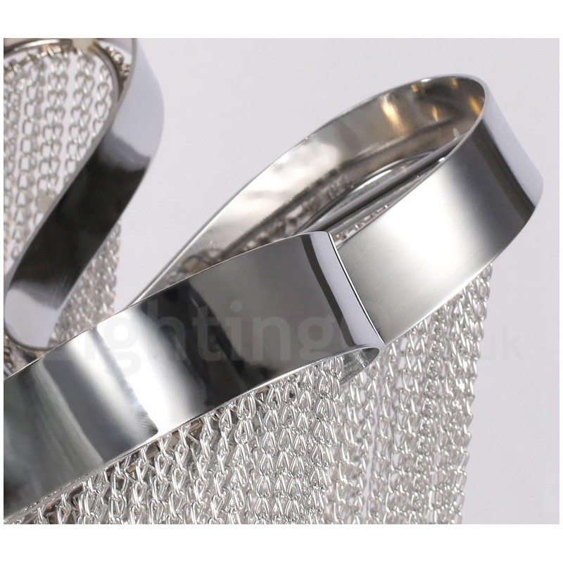 Lustre design à pampilles en aluminium, couleur argent