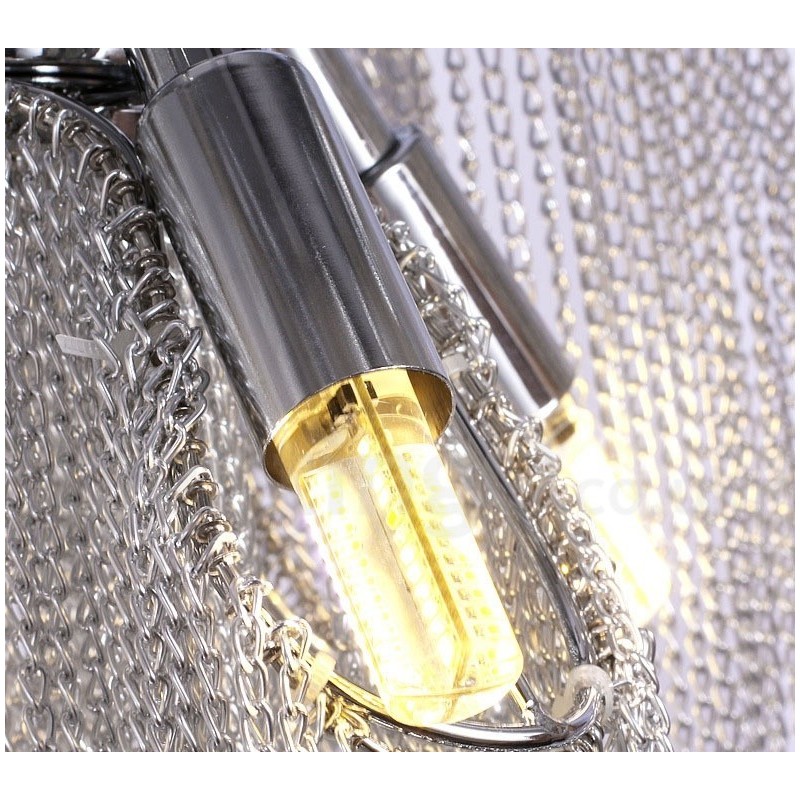 Lustre design à pampilles en aluminium, couleur argent