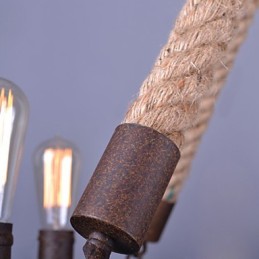 Suspension vintage en corde style loft, lampe industrielle créative, décoration de style américain