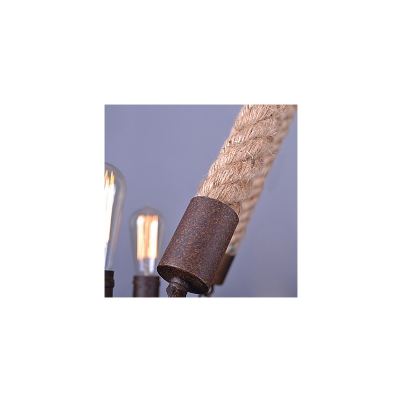 Suspension vintage en corde style loft, lampe industrielle créative, décoration de style américain