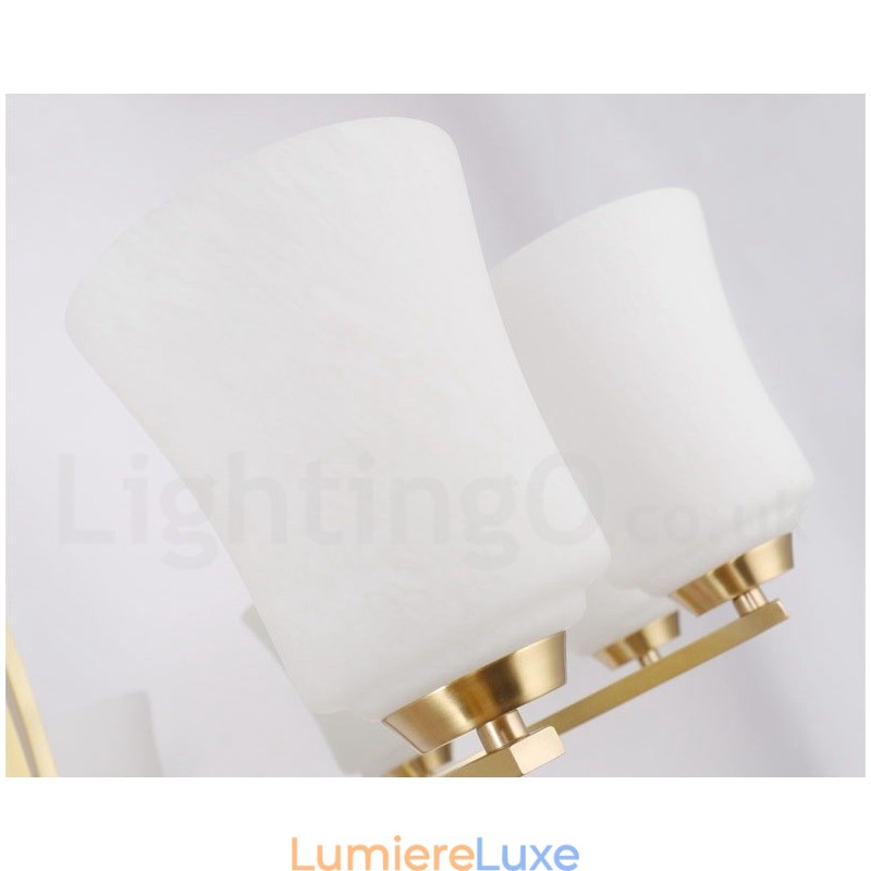 Lustre suspendu luxueux à 3 lumières en laiton pur, style rustique rétro vintage, avec abat-jour en verre