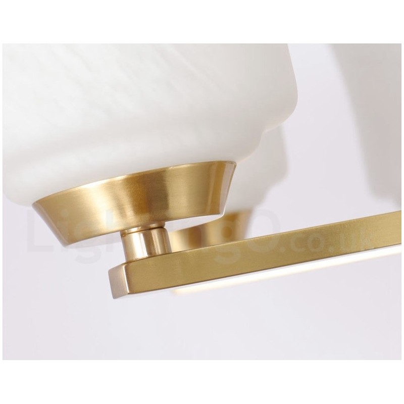 Lustre suspendu luxueux à 6 lumières en laiton pur, style rustique rétro vintage, avec abat-jour en verre