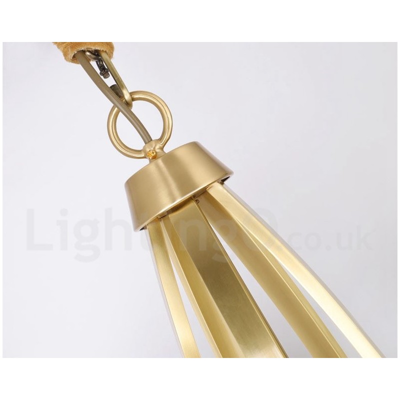 Lustre suspendu luxueux à 8 lumières en laiton pur, style rustique rétro vintage, avec abat-jour en verre