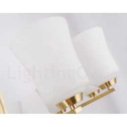 Lustre suspendu luxueux à 8 lumières en laiton pur, style rustique rétro vintage, avec abat-jour en verre