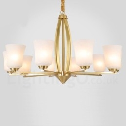 Lustre suspendu rétro vintage en laiton avec abat-jour en verre
