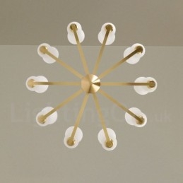 Lustre suspendu rétro vintage en laiton avec abat-jour en verre