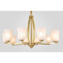 Lustre suspendu rétro vintage en laiton avec abat-jour en verre