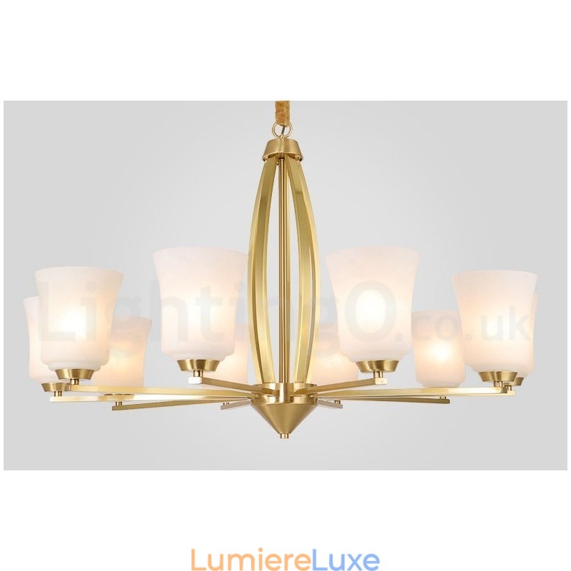 Lustre suspendu rétro vintage en laiton avec abat-jour en verre