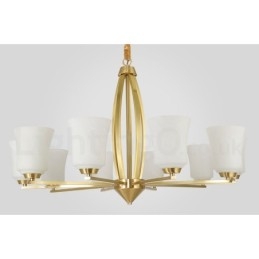 Lustre suspendu rétro vintage en laiton avec abat-jour en verre
