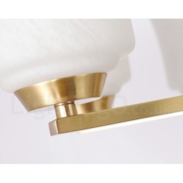 Lustre suspendu luxueux à 12 lumières en laiton pur, style rustique rétro vintage, avec abat-jour en verre