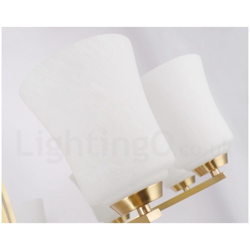 Lustre suspendu luxueux en laiton pur à 15 lumières, style rustique rétro vintage, avec abat-jour en verre