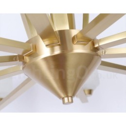 Lustre suspendu luxueux en laiton pur à 15 lumières, style rustique rétro vintage, avec abat-jour en verre