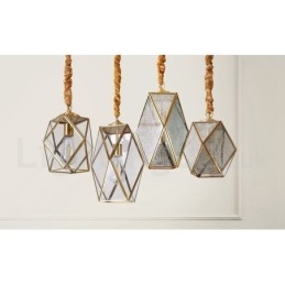 Suspension rustique en laiton pur de style nordique avec abat-jour en verre