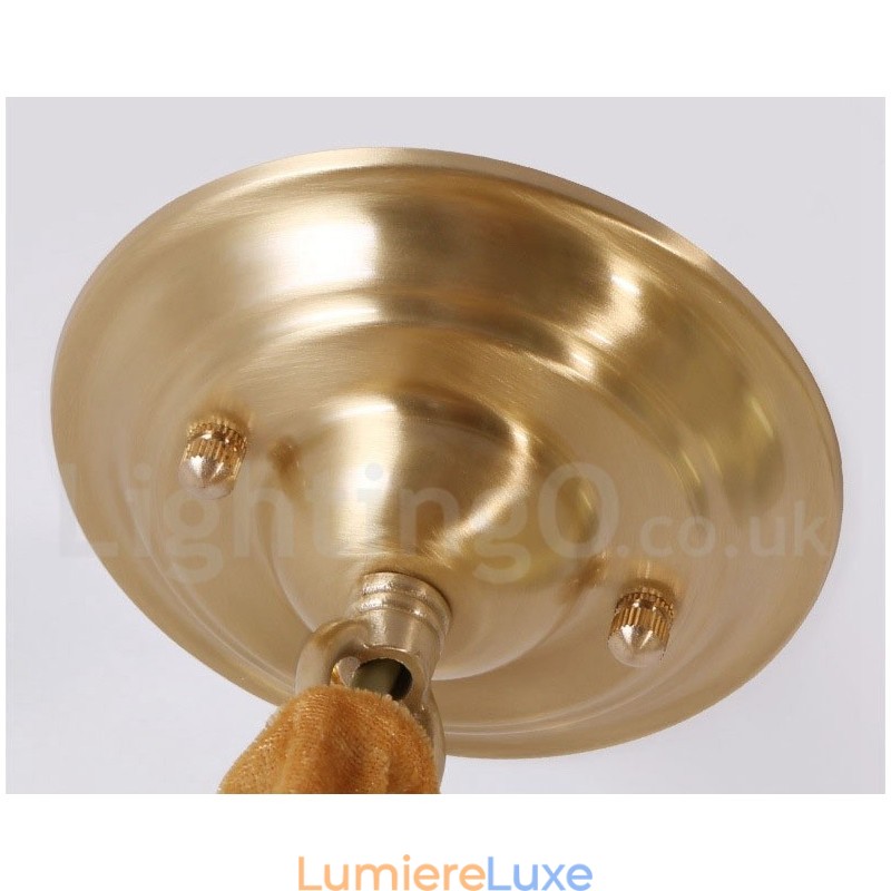 Suspension rustique en laiton pur de style nordique avec abat-jour en verre