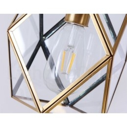 Suspension rustique en laiton pur de style nordique avec abat-jour en verre