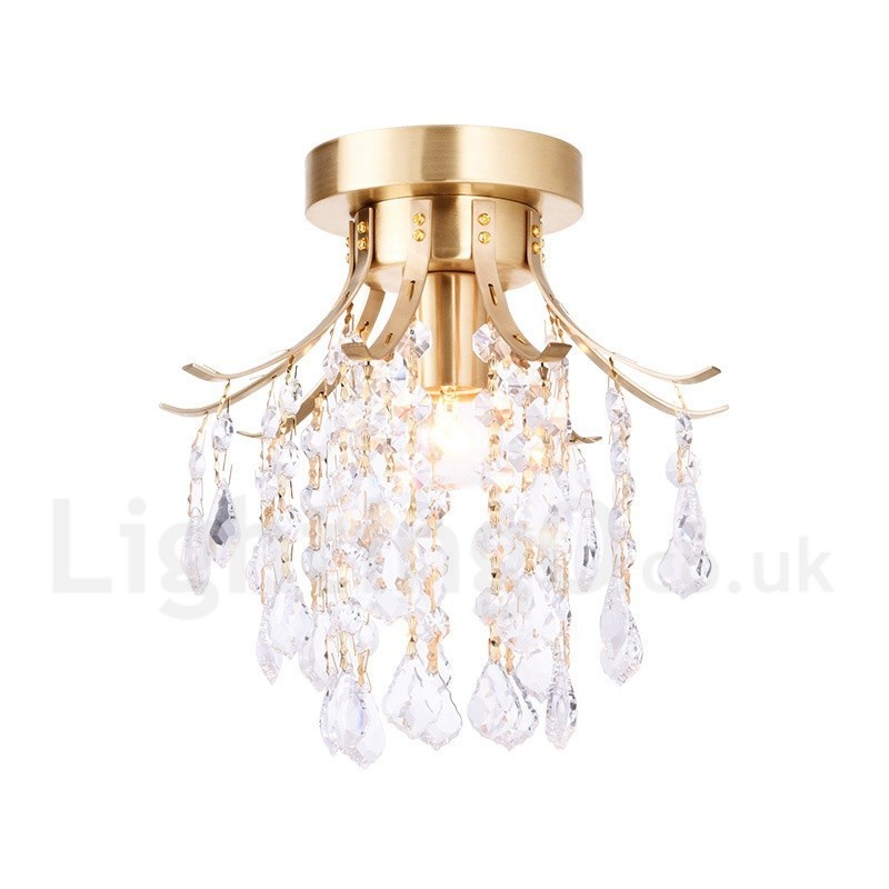 Plafonniers encastrés en cristal de style nordique rustique en laiton pur