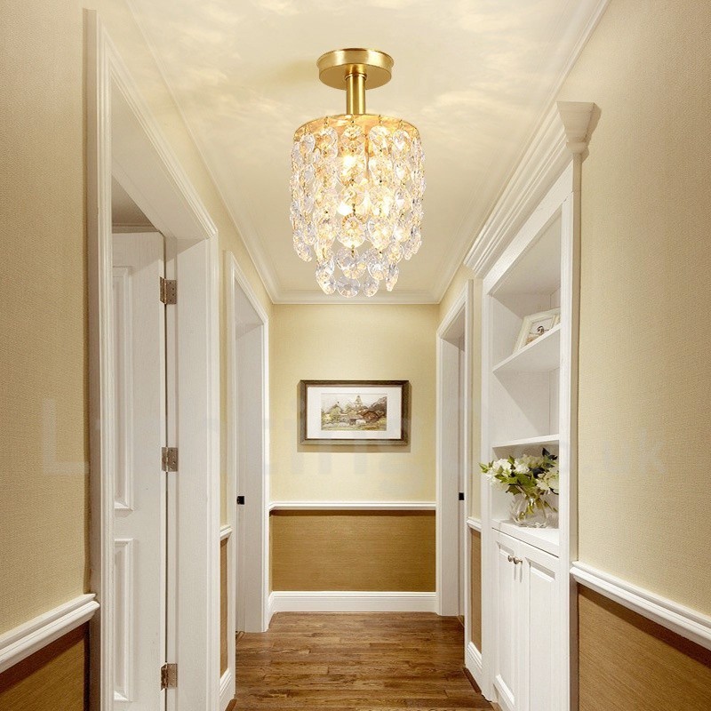 Plafonniers encastrés en cristal de style nordique rustique en laiton pur