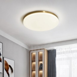 Plafonniers encastrés ronds ultra-fins en laiton à intensité variable, de style nordique contemporain moderne avec abat-jour en acrylique, peuvent également être utilisés comme applique murale.