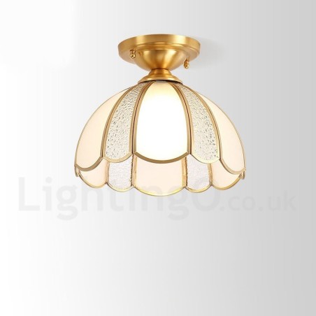 Plafonnier encastré de style nordique rustique en laiton pur avec abat-jour en verre Plafonnier encastré de style nordique rustique en laiton pur avec abat-jour en verre