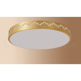 Plafonnier rond en laiton pur, style nordique contemporain moderne, avec abat-jour en acrylique