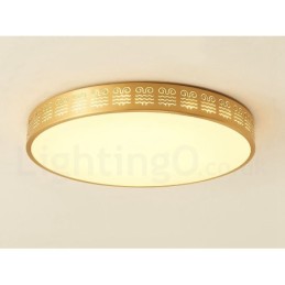 Plafonnier rond en laiton pur, style nordique contemporain moderne, avec abat-jour en acrylique