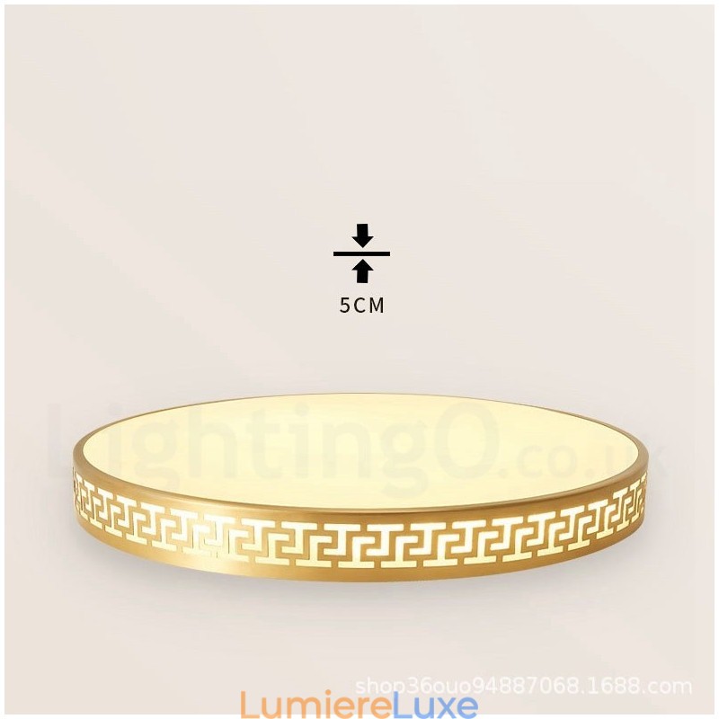 Plafonnier rond en laiton pur, style nordique contemporain moderne, avec abat-jour en acrylique