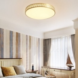 Plafonnier rond en laiton pur, style nordique contemporain moderne, avec abat-jour en acrylique
