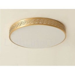 Plafonnier rond en laiton pur, style nordique contemporain moderne, avec abat-jour en acrylique