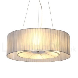 Suspension moderne Drum à 4 lampes avec abat-jour en tissu