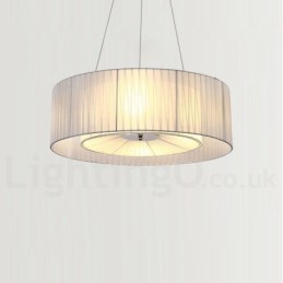 Suspension moderne Drum à 4 lampes avec abat-jour en tissu
