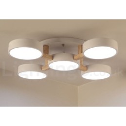 Lustre en bois moderne contemporain de style nordique, plafonnier encastré avec abat-jour en acrylique