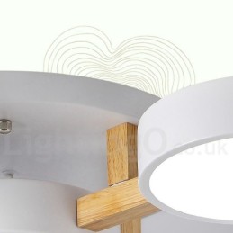 Lustre en bois moderne contemporain de style nordique, plafonnier encastré avec abat-jour en acrylique