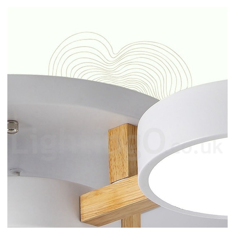 Lustre en bois moderne contemporain de style nordique, plafonnier encastré avec abat-jour en acrylique