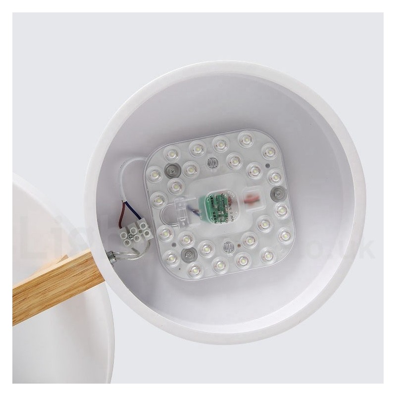 Lustre en bois moderne contemporain de style nordique, plafonnier encastré avec abat-jour en acrylique