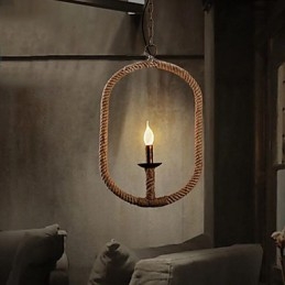 Lustre rétro en corde de chanvre à 1 lampe de style campagnard rétro