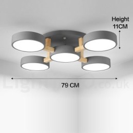 Lustre en bois moderne contemporain de style nordique, plafonnier encastré avec abat-jour en acrylique