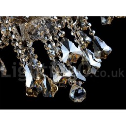 Lustre moderne en cristal K9 de couleur cognac rétro à 6 lumières