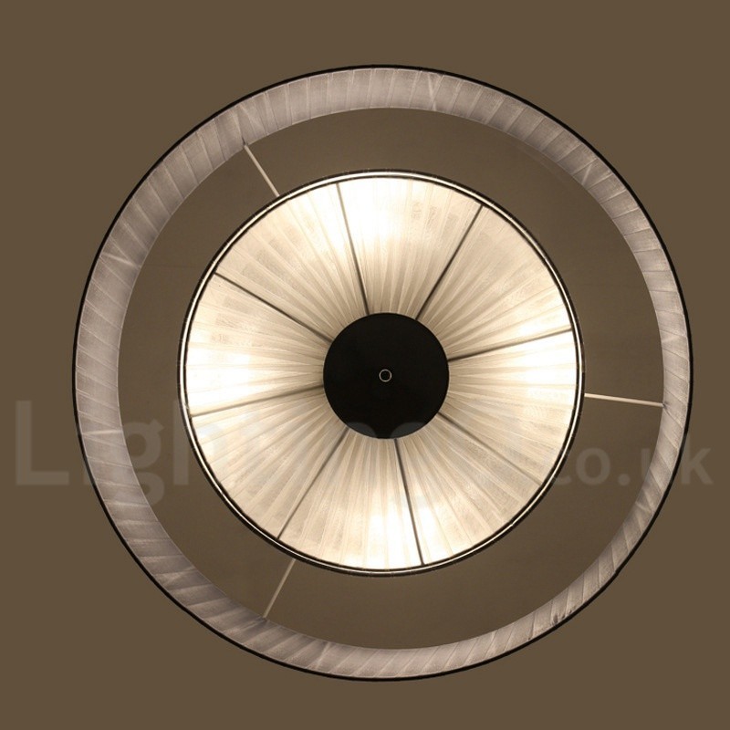 Suspension moderne Drum à 4 lampes avec abat-jour en tissu