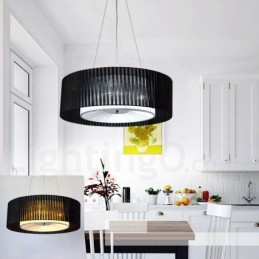 Suspension moderne Drum à 4 lampes avec abat-jour en tissu