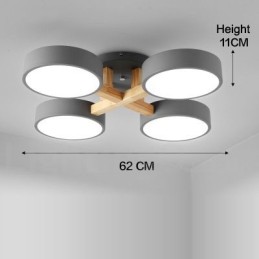 Lustre en bois moderne contemporain de style nordique, plafonnier encastré avec abat-jour en acrylique