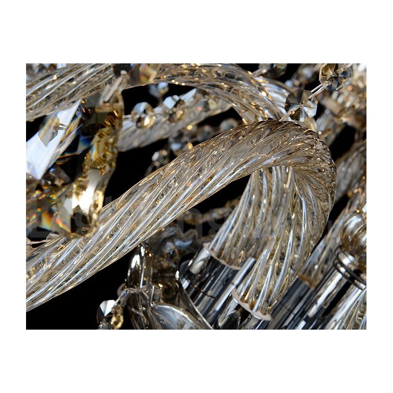 Lustre moderne en cristal K9 de couleur cognac rétro à 6 lumières