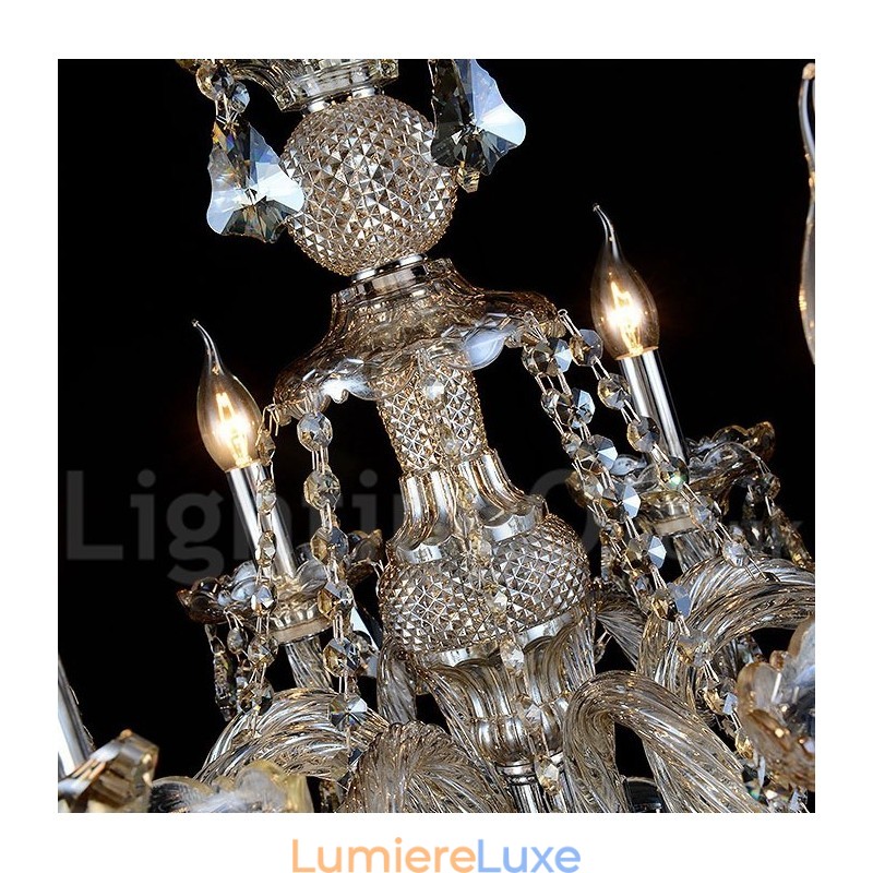 Lustre moderne en cristal K9 couleur cognac rétro