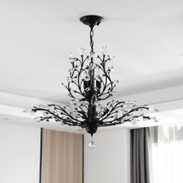 Lustre en cristal peint en fer avec lampe d'éclairage moderne en cristal
