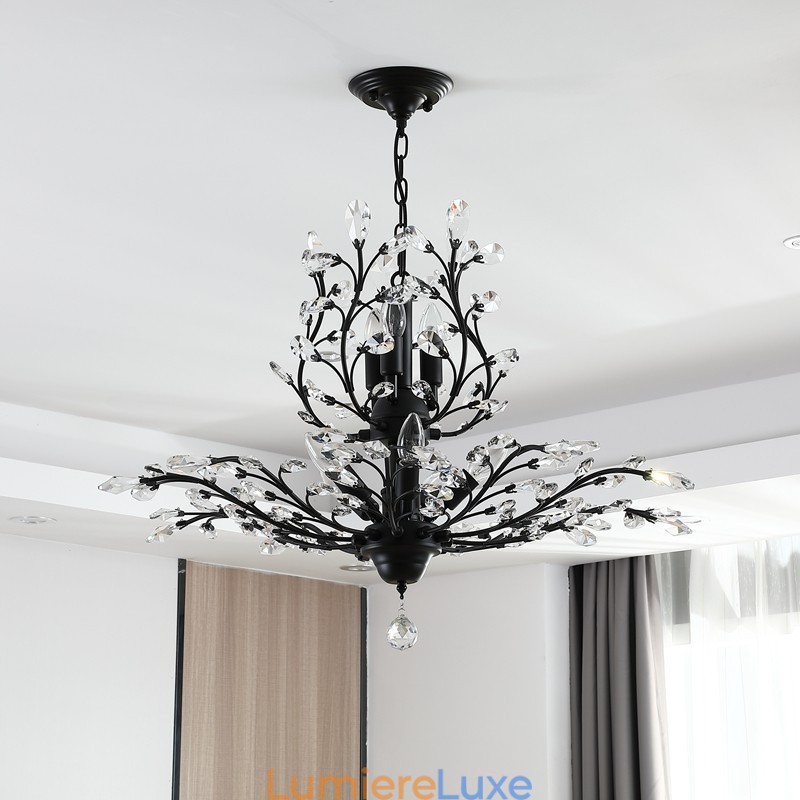 Lustre en cristal peint en fer avec lampe d'éclairage moderne en cristal