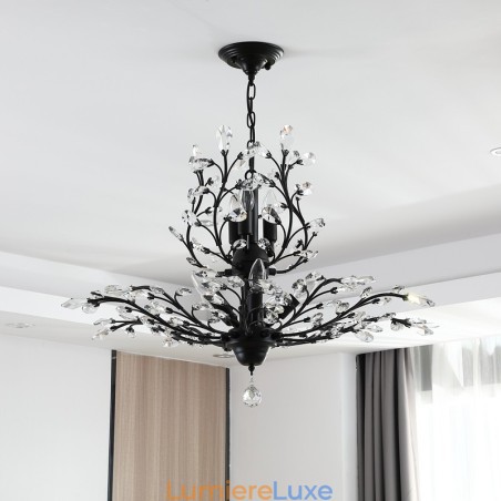Lustre en cristal peint en fer avec lampe d'éclairage moderne en cristal Lustre en cristal peint en fer avec lampe d'éclairage moderne en cristal